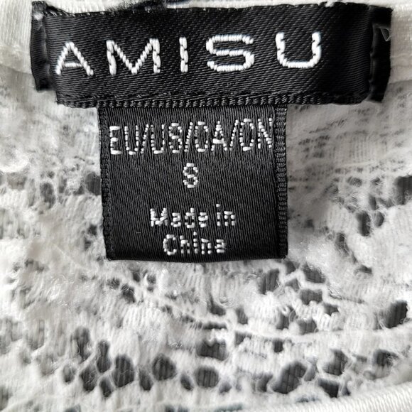 Amisu White Lace Scoop Neck Keyhole Button Vintage Sleeveless Top - Picture 4 of 4